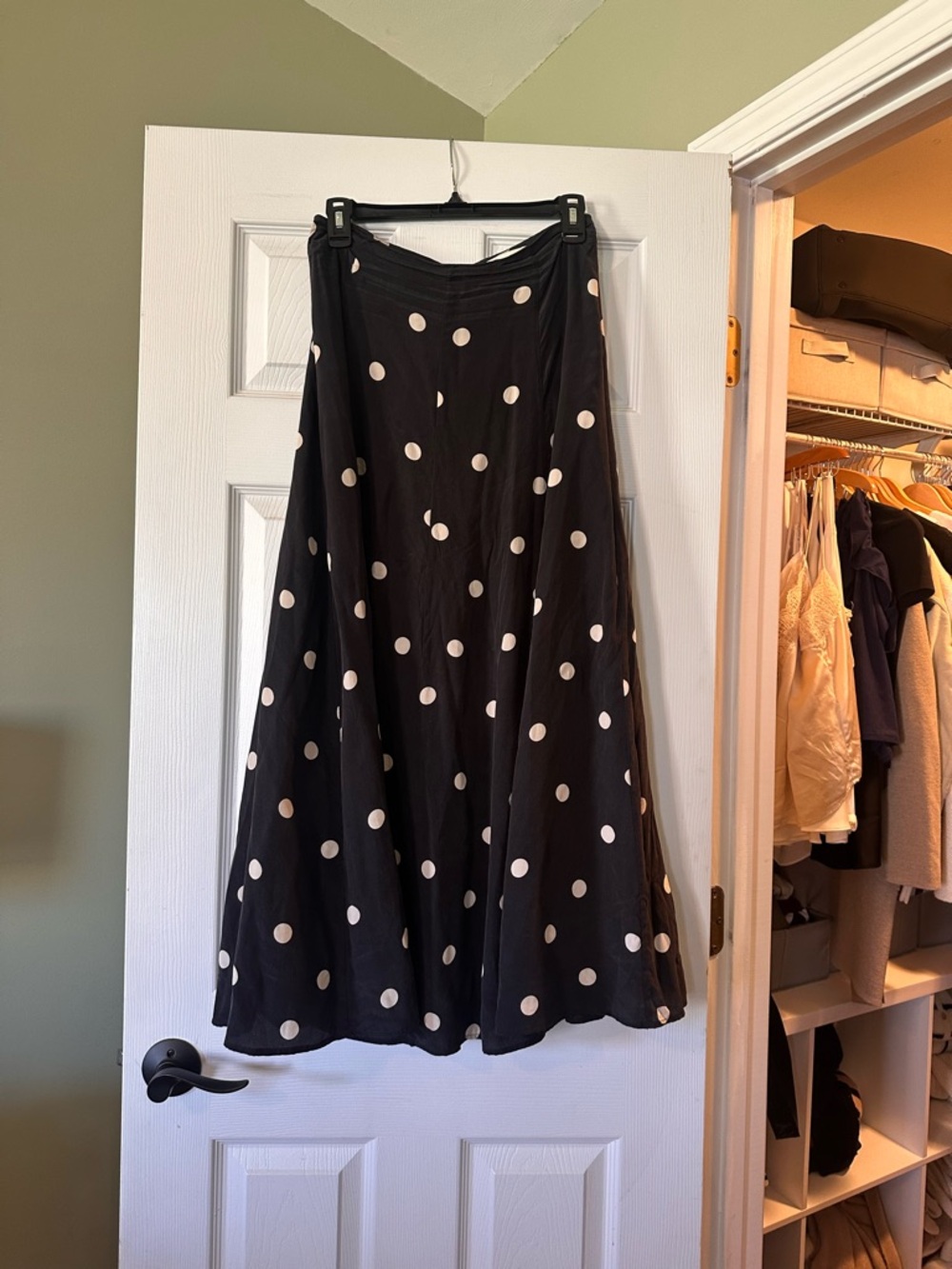 Sézane Ecru Polka Dot Midi Skirt - Black with Ecru Dots - Picture 2 of 5